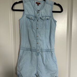 7 For All Mankind Light Blue Denim Sleeveless Romper